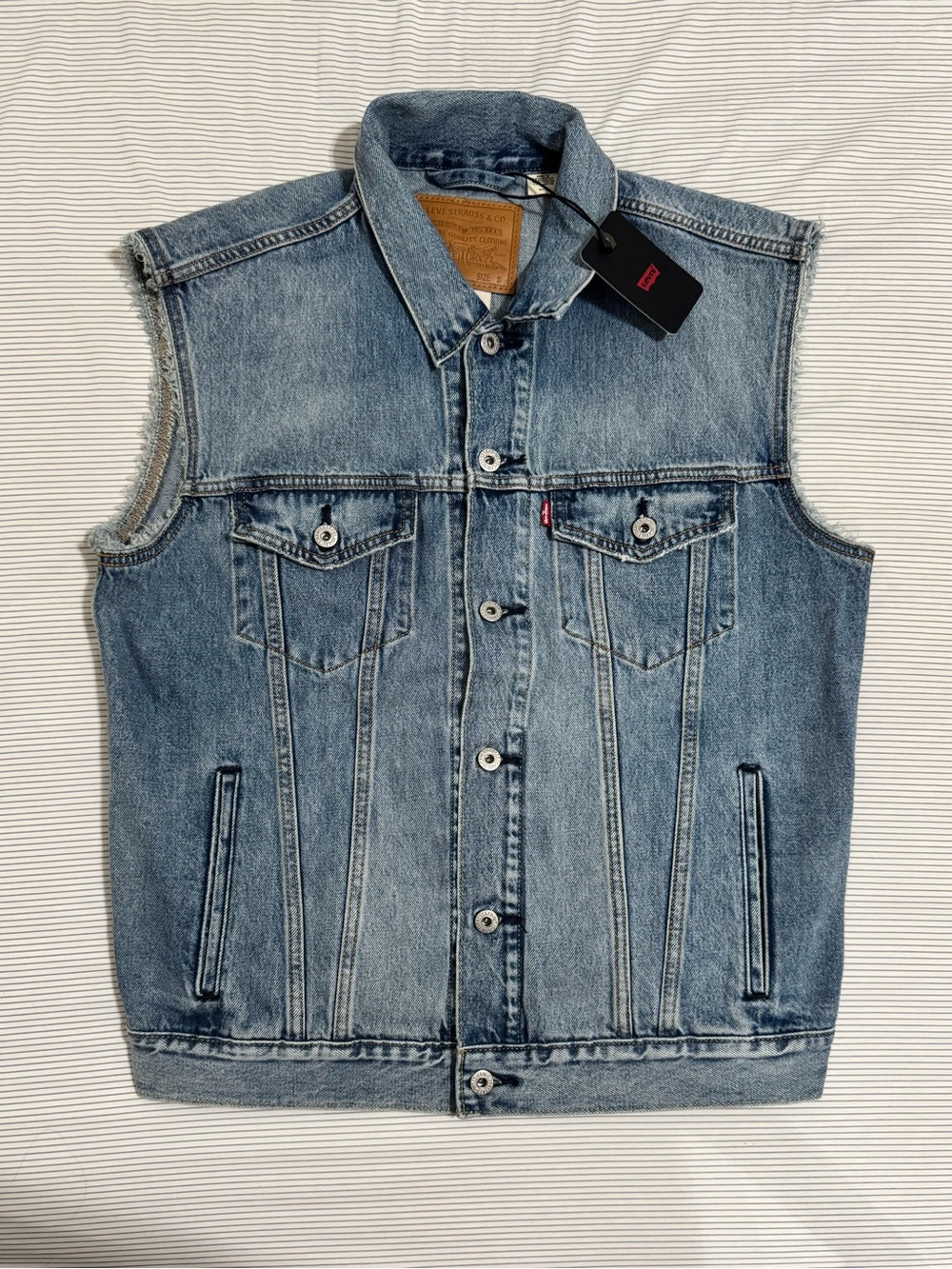 Levis Relaxed Fit Trucker Vest Medium Wash Blue Men's Small (21.75 inch PtP) NWT